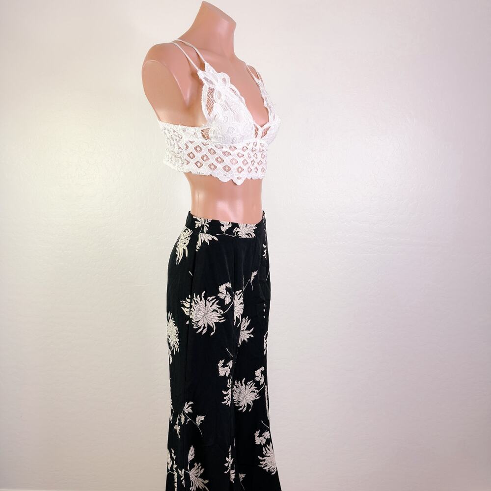 Sugar Lips Bermuda Tropical Floral High Waist Ruffled Wide Leg Pants Black S NWT - Picture 5 of 12